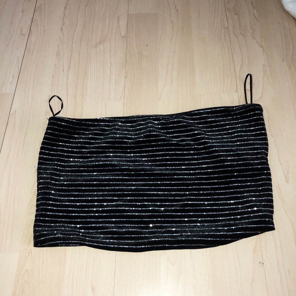 STRIPED METALLIC & BLACK BANDEAU